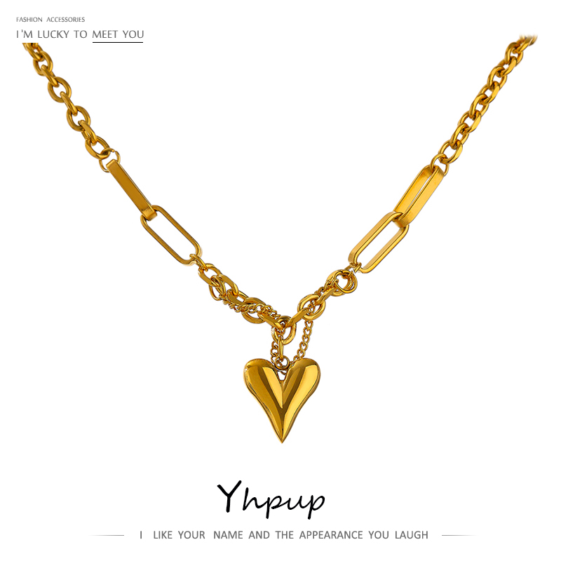 Birth Flower Necklace - Yhpup ロマンチックなハートペンダントネックレス女性のための高品質ステンレス鋼 18 K メタルテクスチャチョーカーネックレス記念日