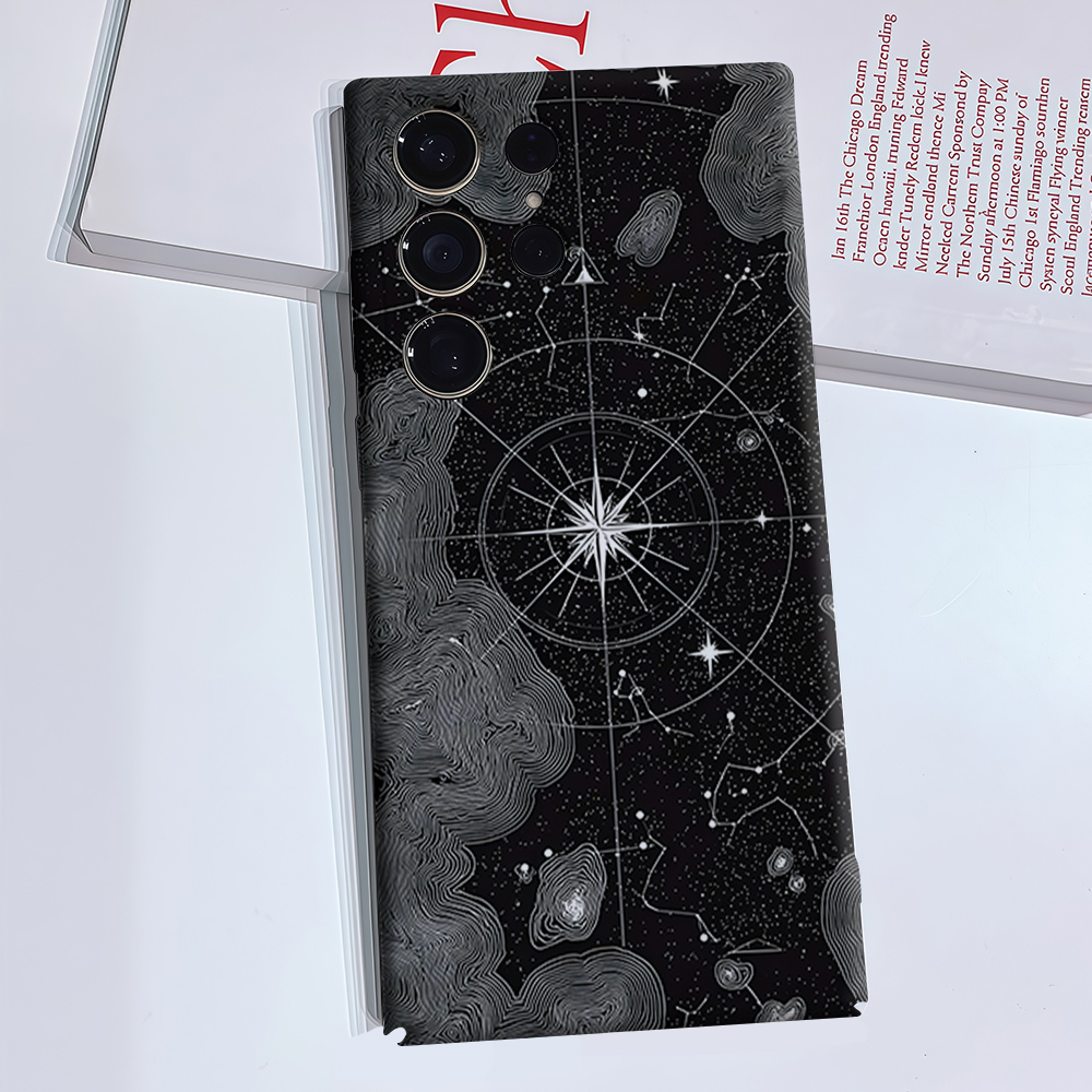 Custom Star Map - スターマップコンパス付きサムスンギャラクシーS26 S25 S24 A56 A36用デュアルレイヤー高級ファッションフルレンズ保護ケース