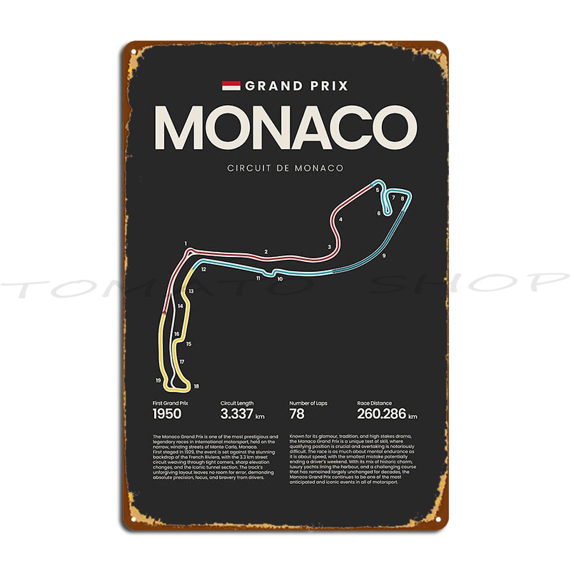 モナコサーキットマップメタルサイン シネマクラブ シネマ カ - Custom Map Poster のレビューと価格