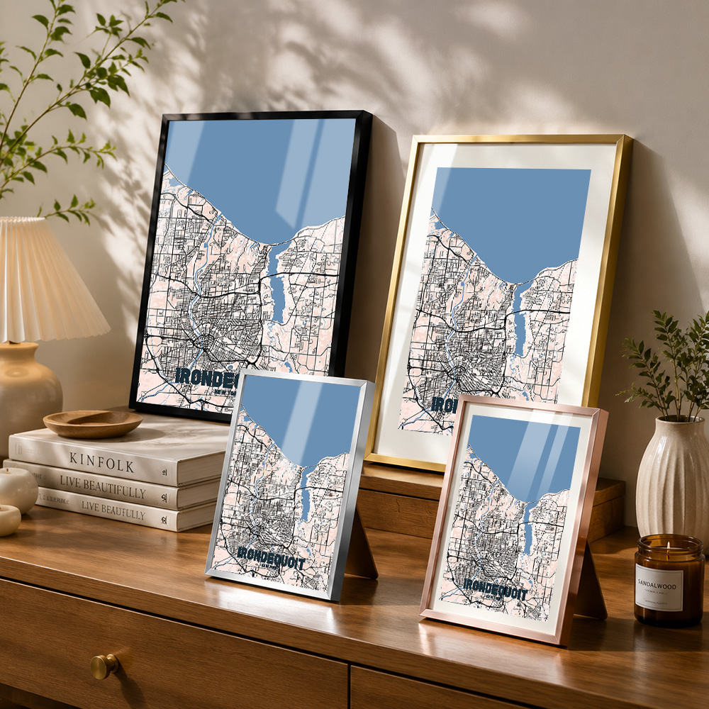 ニューヨーク州アイアンデクオイトの地図入り金属製プリント、カ - Custom Map Poster のレビューと価格