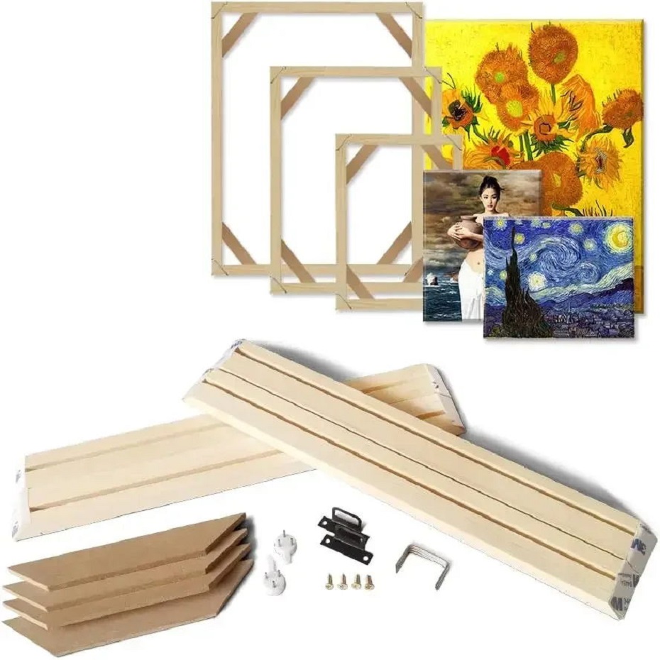 キャンバスプリントとダイヤモンドの絵画、DIYフレームキット - Engraved Wood Frame のレビューと価格