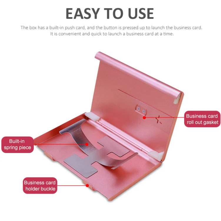 パーソナライズされた名刺入れ アルミ製 メタル製 手押し式  - Personalized Name Box のレビューと価格