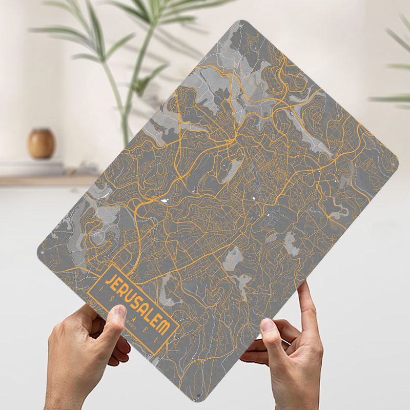 エルサレム市内地図 イスラエル バウハウス 3Dテクスチャプ - Custom Map Poster のレビューと価格