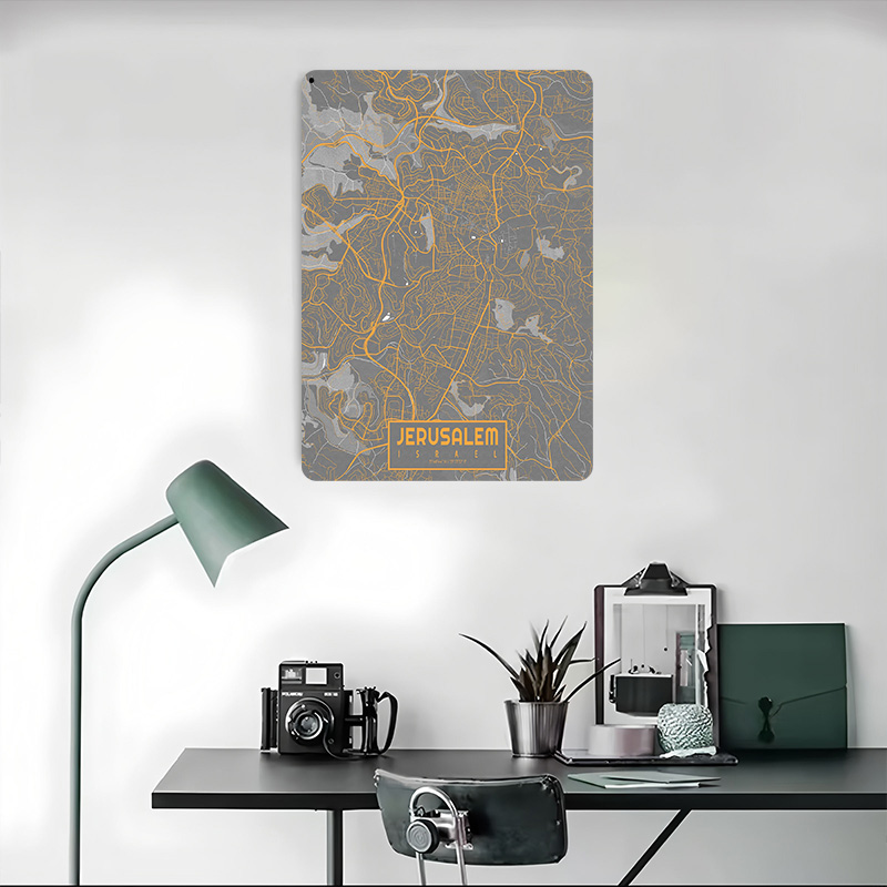 エルサレム市内地図 イスラエル バウハウス 3Dテクスチャプ - Custom Map Poster のレビューと価格