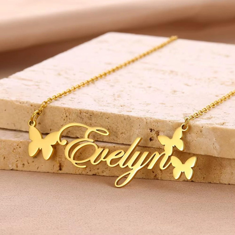カスタムネームネックレスパーソナライズされたジュエリーステン - Birth Flower Necklace のレビューと価格
