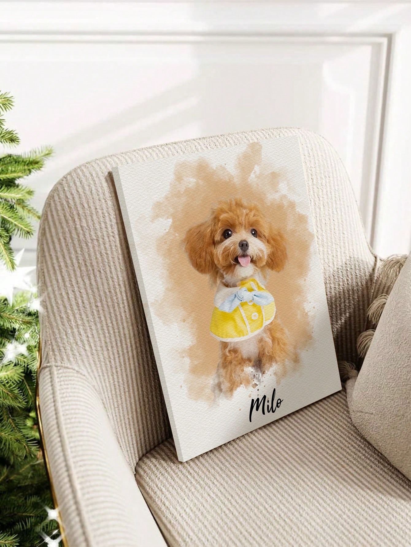 オーダーメイドの水彩画風ペットのポートレート写真立て。彼女/ - Pet Portrait Custom のレビューと価格