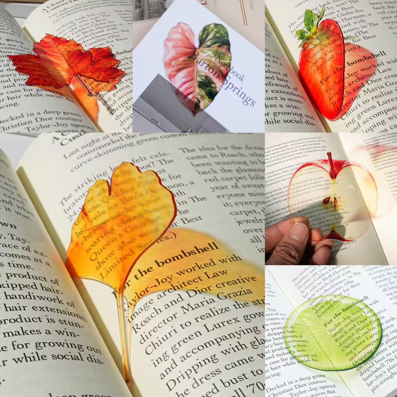 新しい繊細な葉のブックマーク 透明でユニークなグレープトマト - Dried Flower Bookmark のレビューと価格