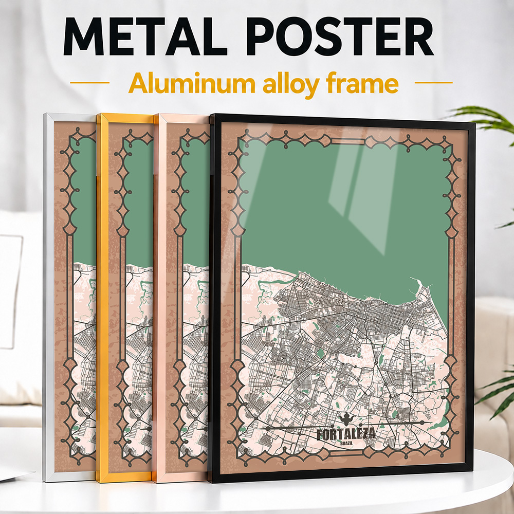 フォルタレザ市街地図フレーム入りメタルプリント、カスタマイズ - Custom Map Poster のレビューと価格