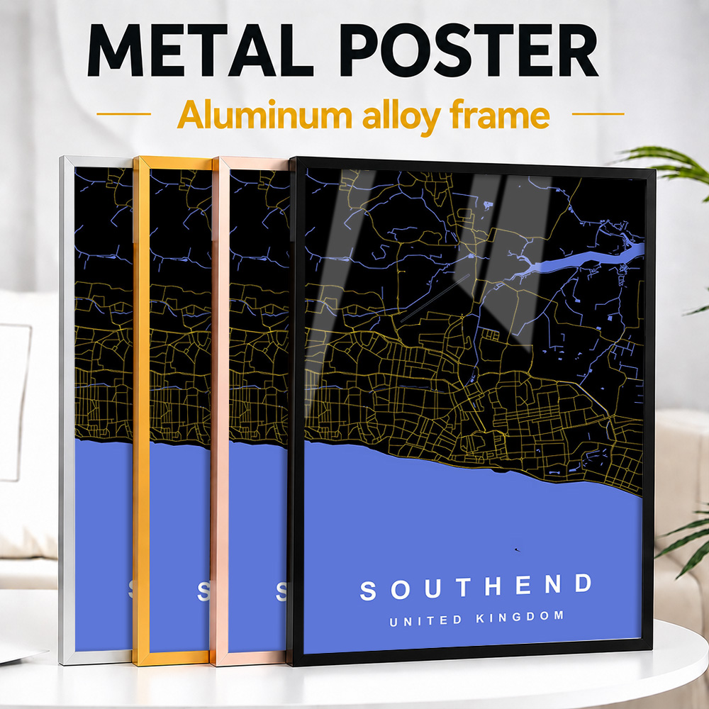 サウスエンド地図フレーム入りアルミメタルポスター、カスタム写 - Custom Map Poster のレビューと価格