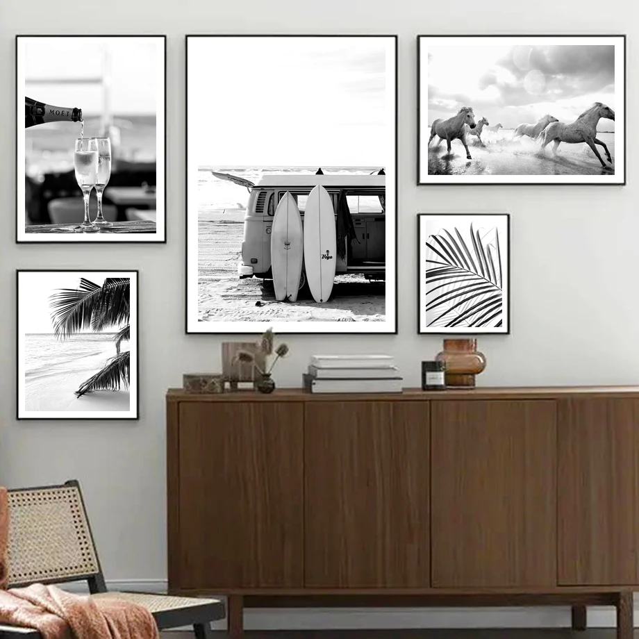 北欧のポスターが付いた黒いフォトフレーム,キャンバス,絵画, - Engraved Wood Frame のレビューと価格