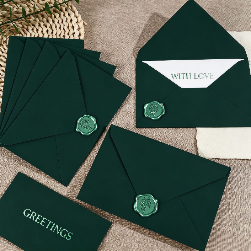 厚みのある緑色の封筒、高級感のあるクリスマスをテーマにした祝 - Wax Seal Letter Kit のレビューと価格