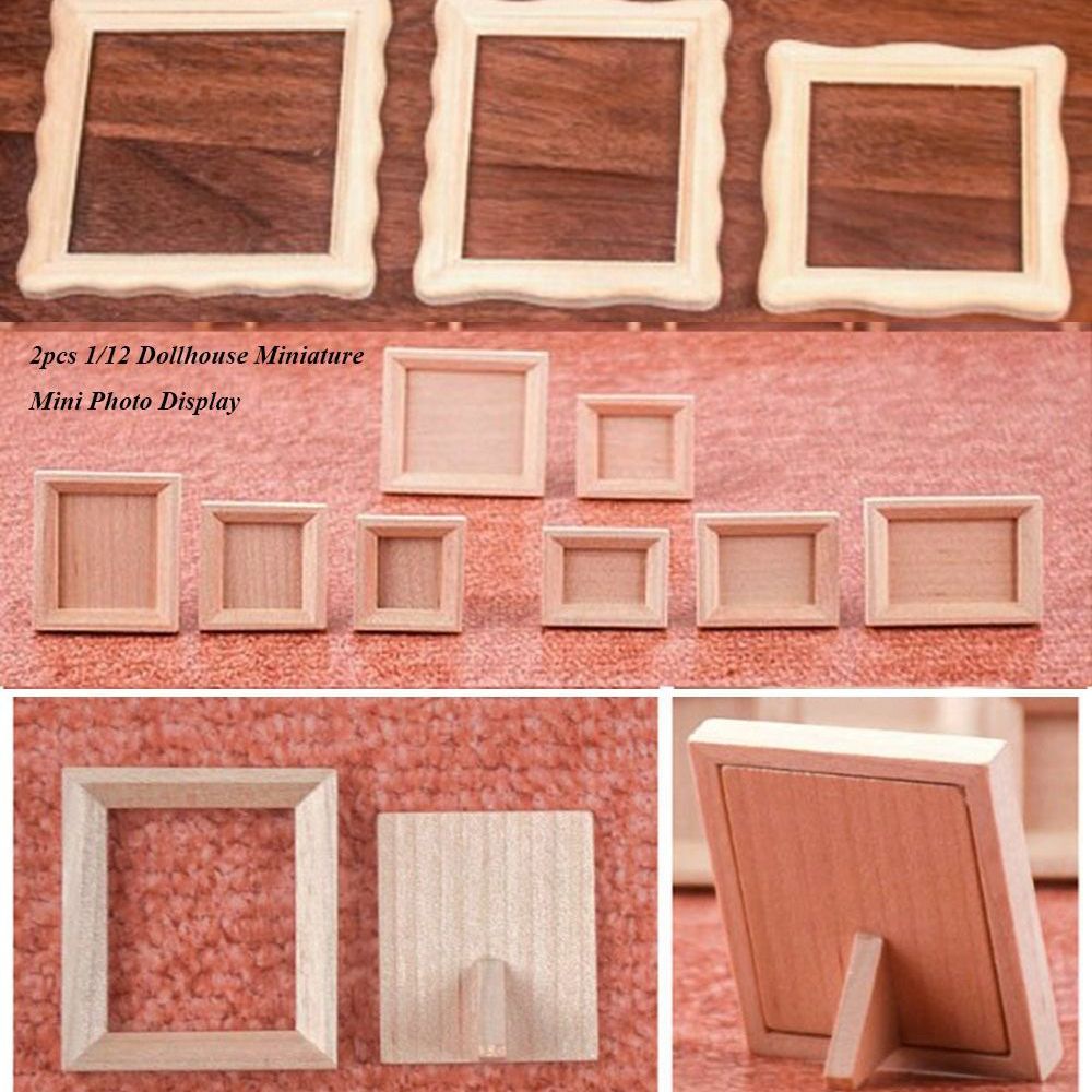 2 個新 1/12 ドールハウスミニチュアフォトフレーム写真 - Engraved Wood Frame のレビューと価格