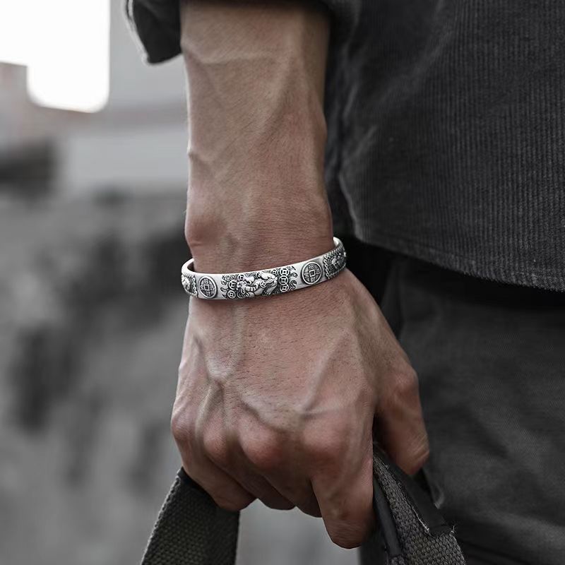 男性のためのクラシックなレトロな救命胴衣,ビーズ,ボールの彫 - Coordinates Bracelet のレビューと価格